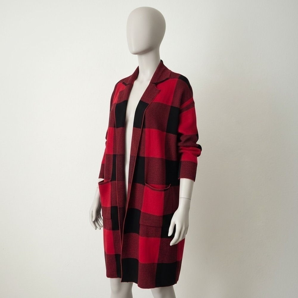 Lane Bryant Red/Black Buffalo Plaid Knit Sweater sz  14/16 NWT